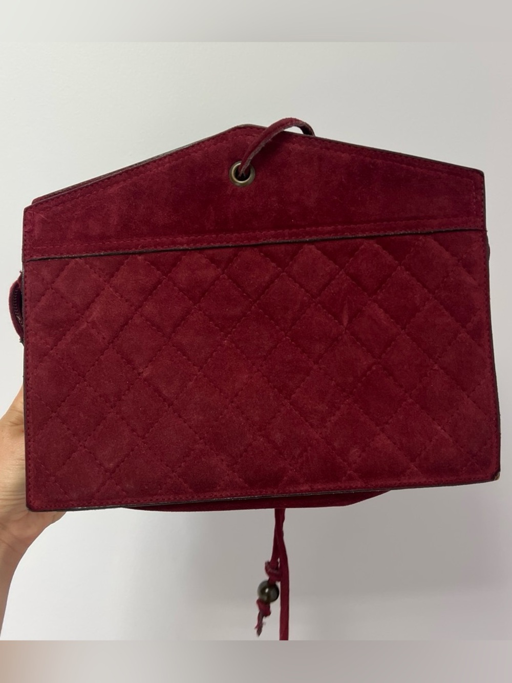 Vintage Yves Saint Laurent Burgundy Leather and Suede Clutch Zipper Bag Designer - Picture 3 of 9